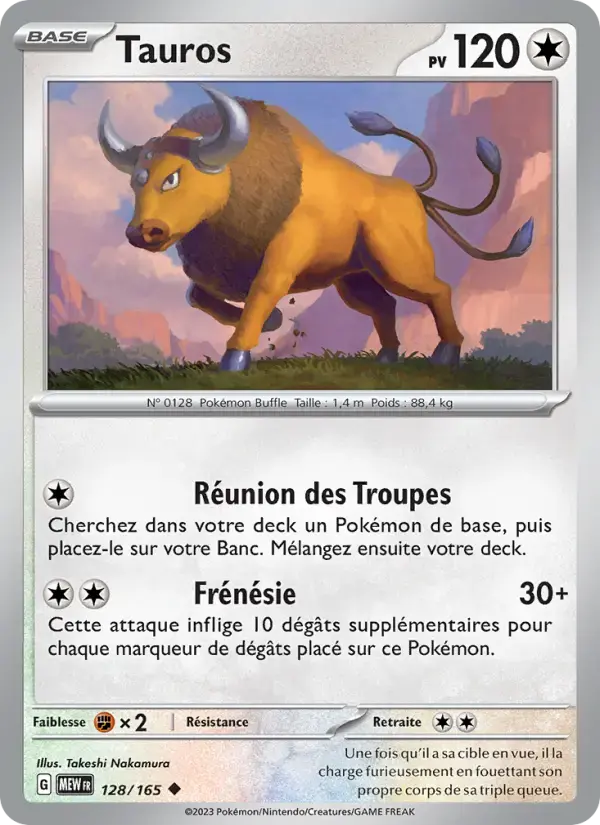 Carte Pokémon Tauros #128 — Pokémon 151