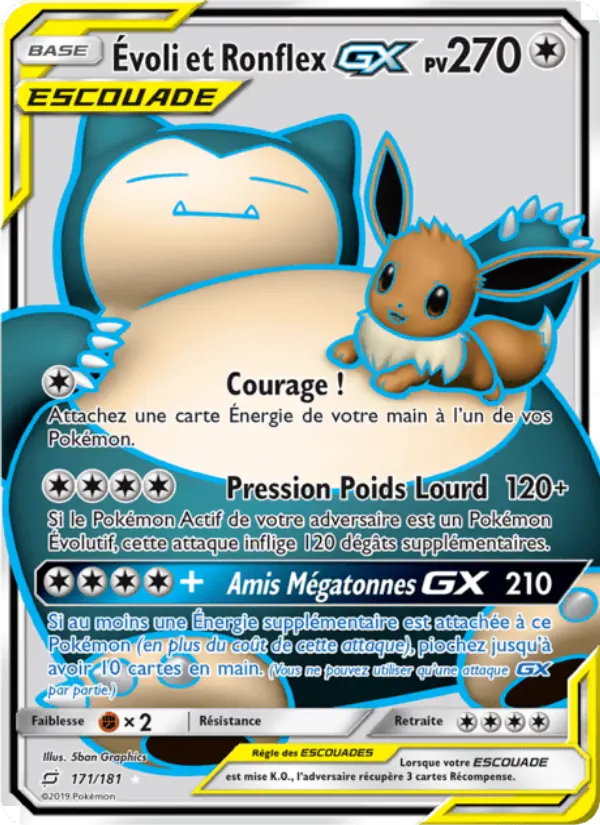 Carte Pokémon Évoli et Ronflex GX #171 — Duo de Choc