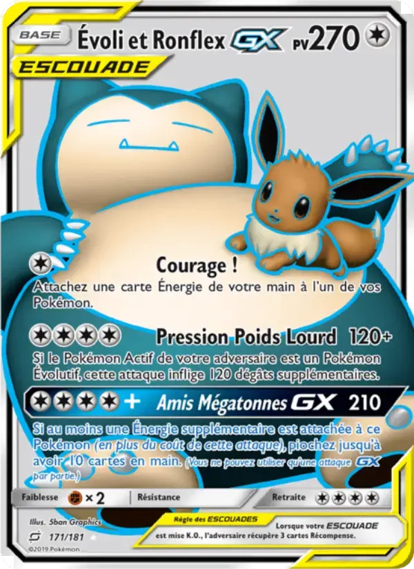 Carte Pokémon Évoli et Ronflex GX #171 — Duo de Choc