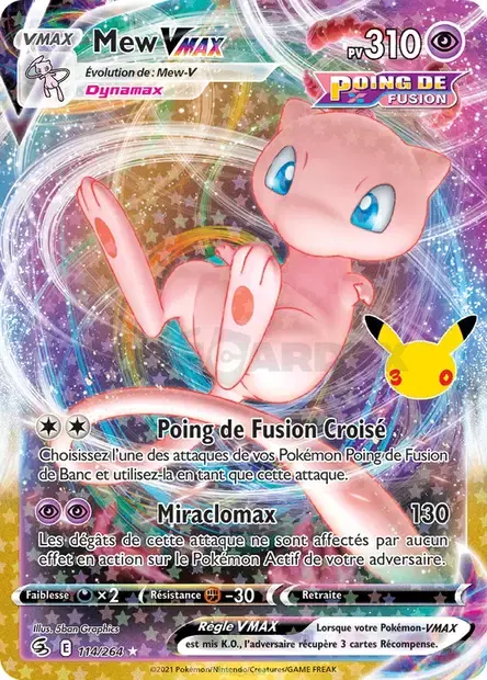 Carte Pokémon Mew VMAX #114/264 — 30ᵉ Anniversaire