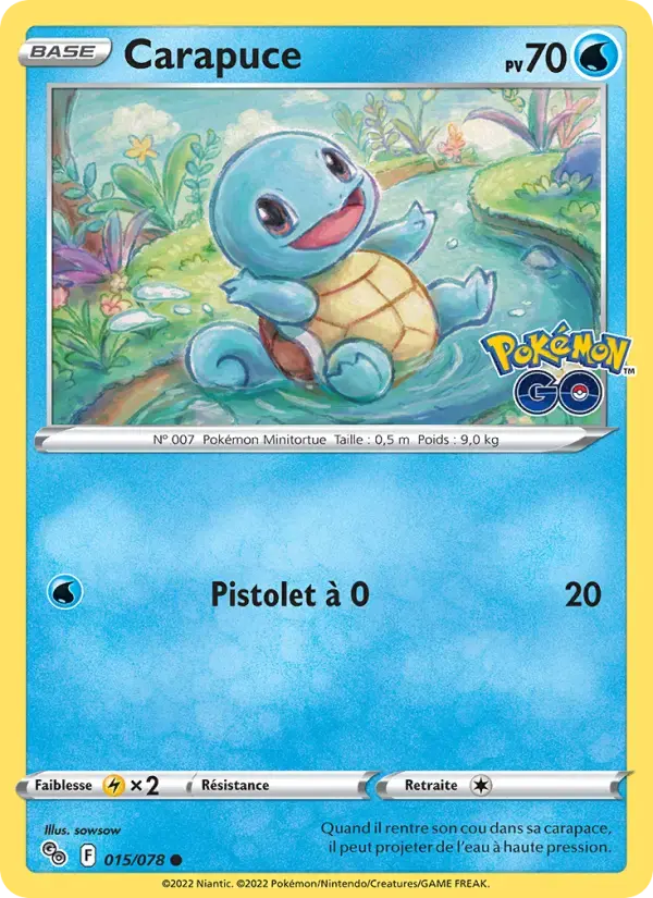 Carte Pokémon Carapuce #015 — Pokémon GO