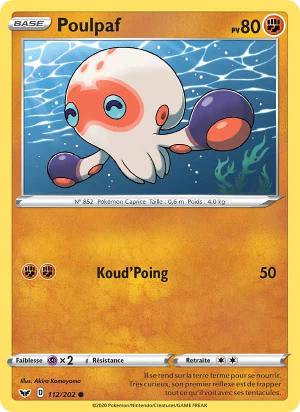 Carte Pokémon Poulpaf #112 — Épée et Bouclier