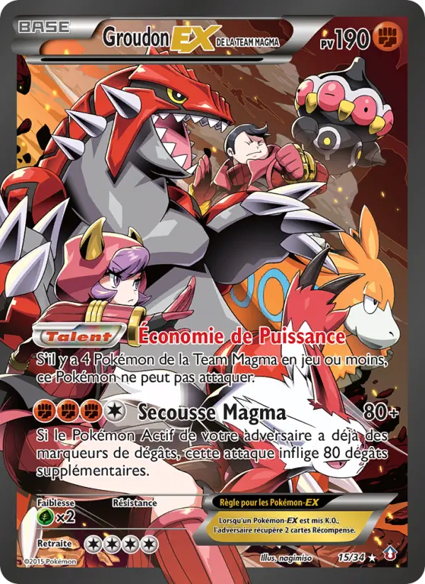 Carte Pokémon Groudon-EX de la Team Magma #15 — Double Danger