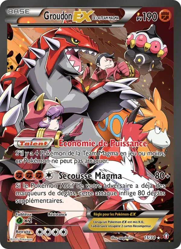 Carte Pokémon Groudon-EX de la Team Magma #15 — Double Danger