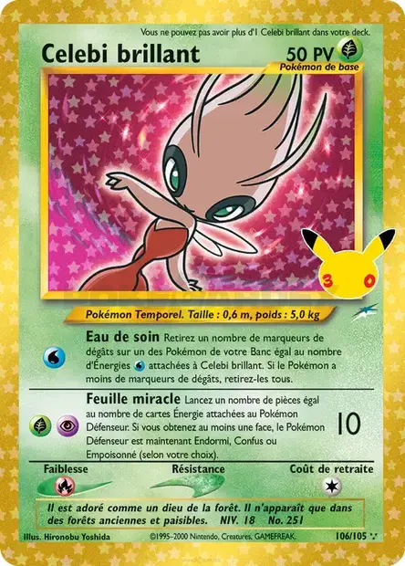Carte Pokémon Celebi brillant #106/105 — 30ᵉ Anniversaire