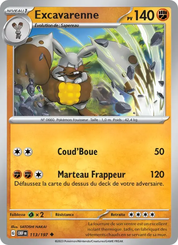 Carte Pokémon Excavarenne #113 — Flammes Obsidiennes