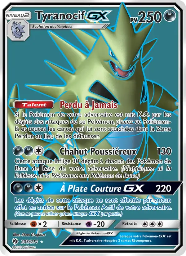 Carte Pokémon Tyranocif GX #203 — Tonnerre Perdu