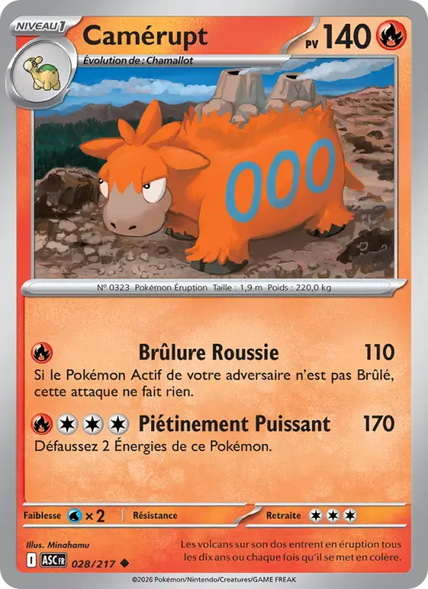 Carte Pokémon Camérupt #028 — Héros Transcendants