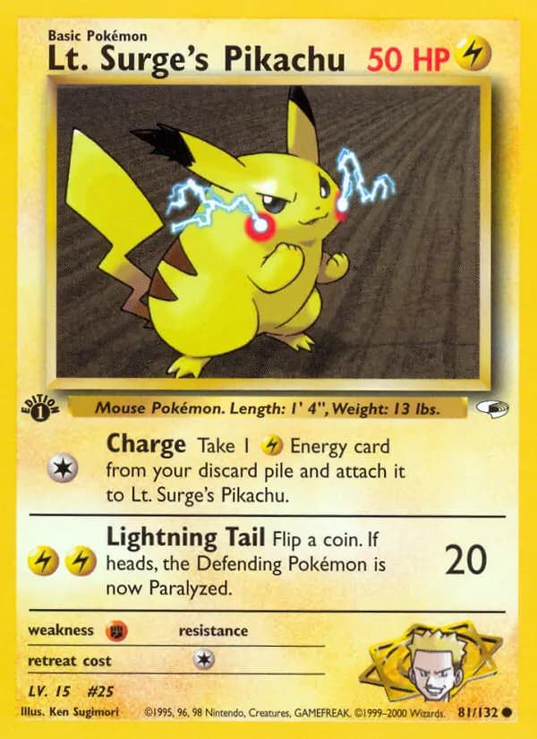 Lt. Surge's Pikachu #81 — Gym Heroes