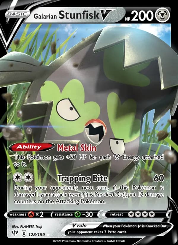 Galarian Stunfisk V #128 — Darkness Ablaze