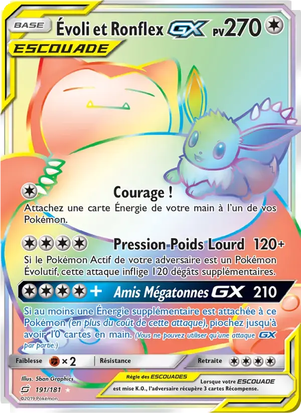 Carte Pokémon Évoli et Ronflex GX #191 — Duo de Choc