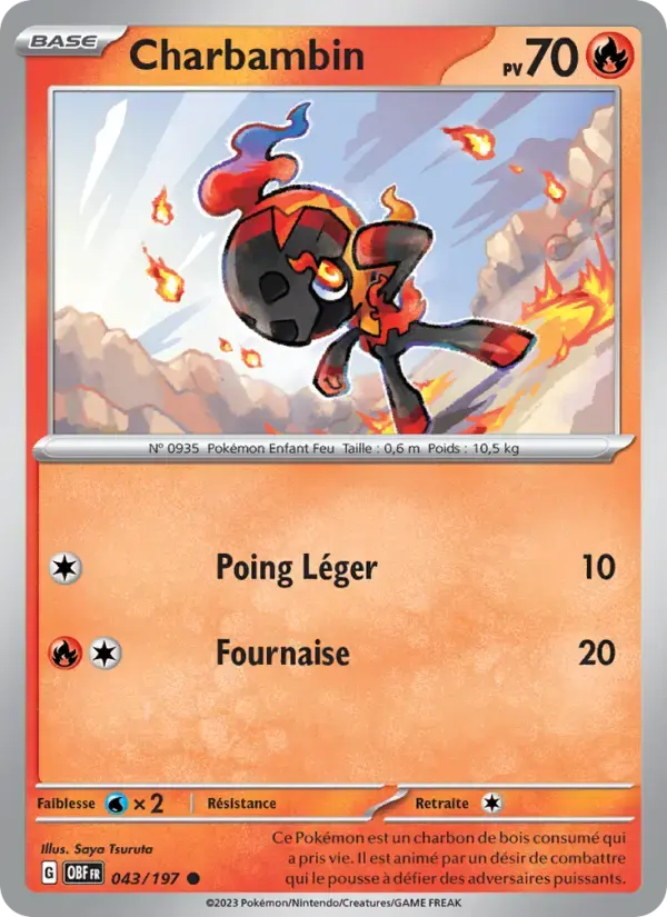 Carte Pokémon Charbambin #043 — Flammes Obsidiennes
