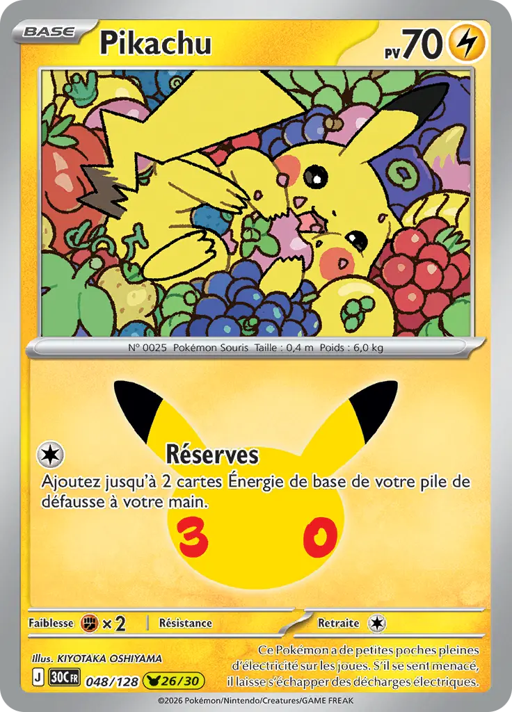 Carte Pokémon Pikachu #048 — 30ᵉ Anniversaire