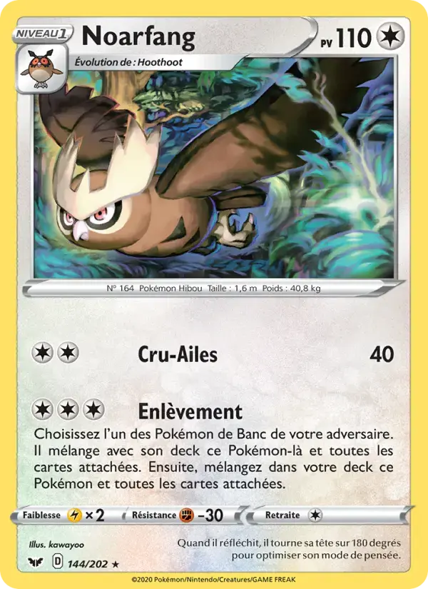 Carte Pokémon Noarfang #144 — Épée et Bouclier