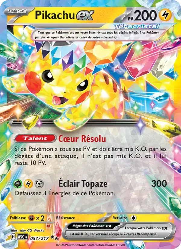 Carte Pokémon Pikachu-ex #057 — Héros Transcendants