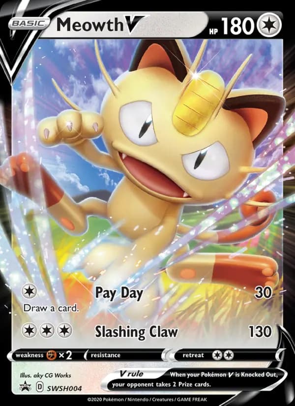 Meowth V #SWSH004 — Sword & Shield Promos