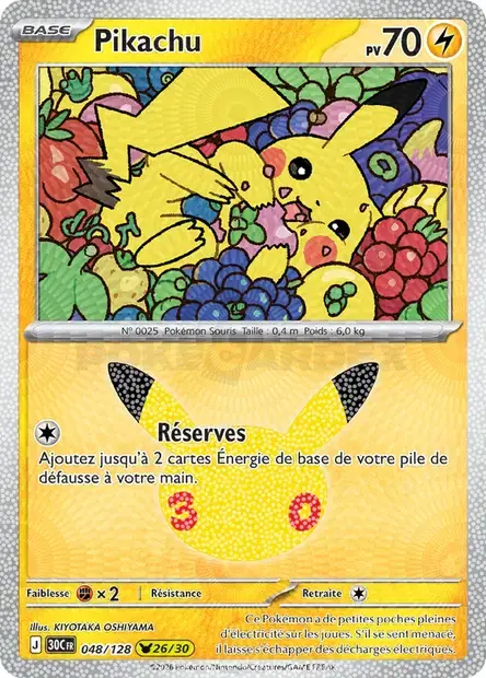 Carte Pokémon Pikachu #048 — 30ᵉ Anniversaire