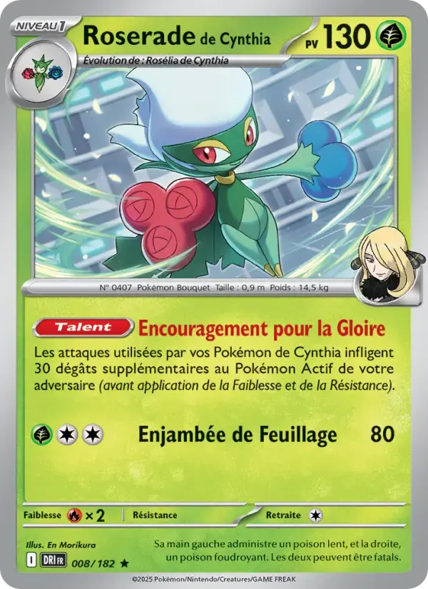 Carte Pokémon Roserade de Cynthia #008 — Rivalités Destinées