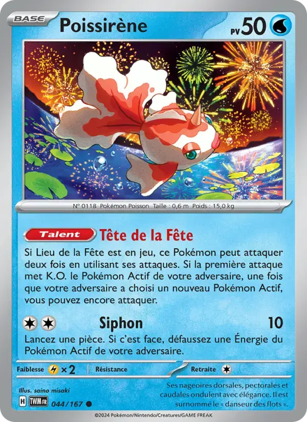 Carte Pokémon Poissirène #044 — Mascarade Crépusculaire