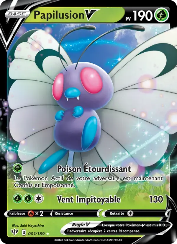 Carte Pokémon Papilusion V #1 — Ténèbres Embrasées