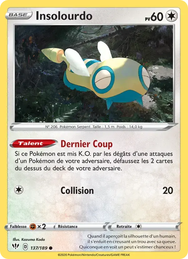 Carte Pokémon Insolourdo #137 — Ténèbres Embrasées