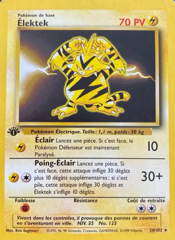 Carte Pokémon Élektek #20 — Set de Base
