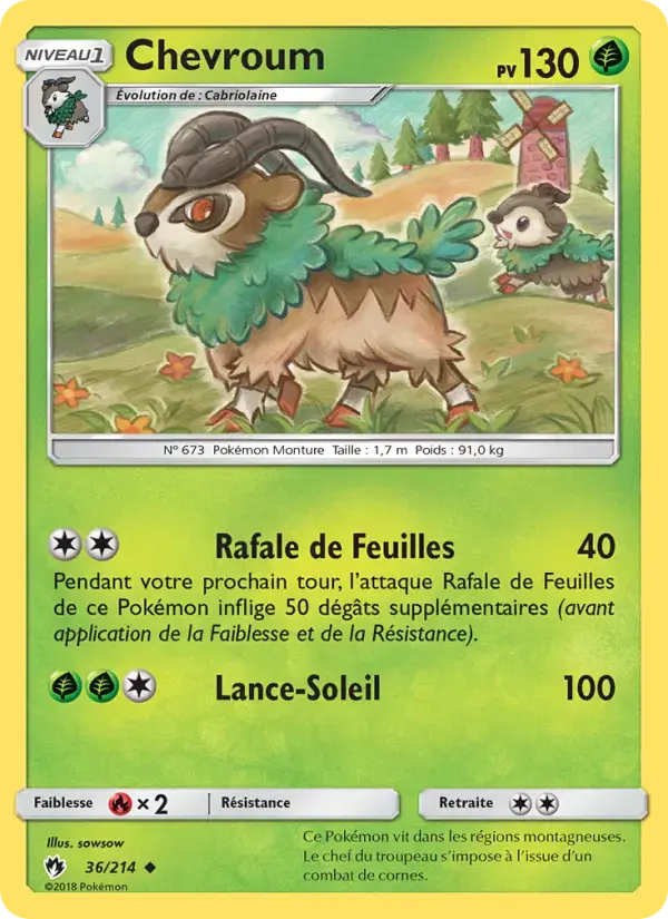 Carte Pokémon Chevroum #36 — Tonnerre Perdu
