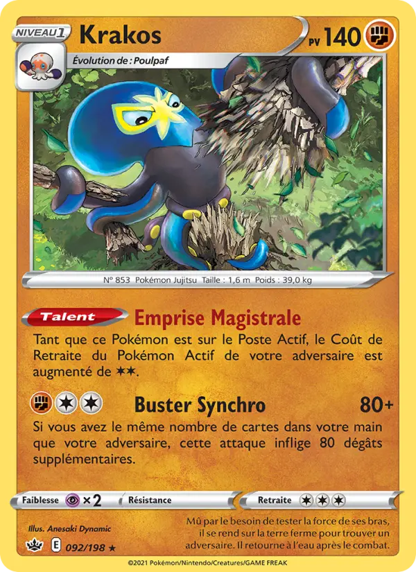 Carte Pokémon Krakos #92 — Règne de Glace