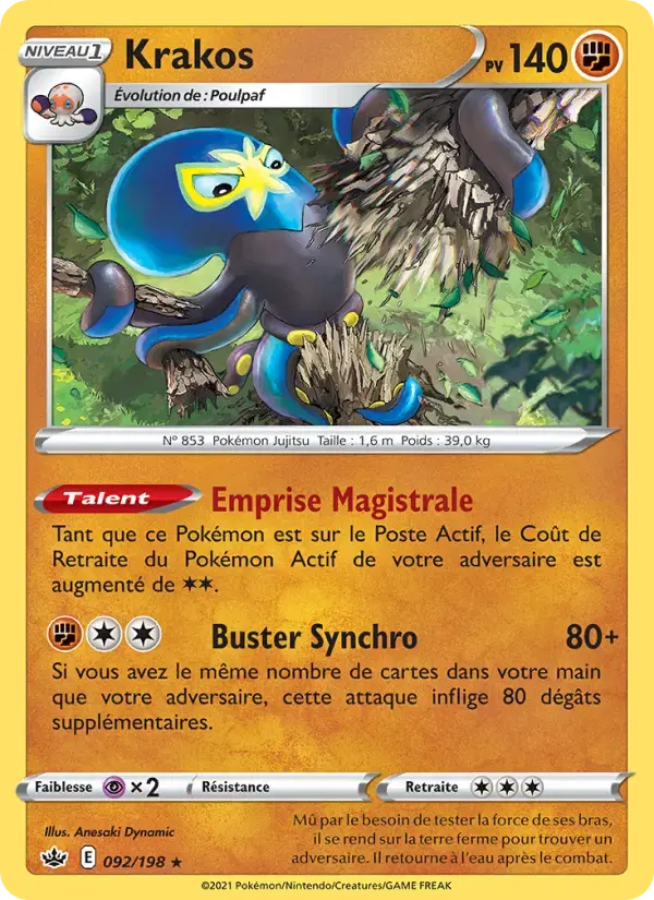 Carte Pokémon Krakos #92 — Règne de Glace