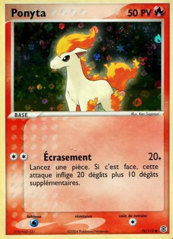 Carte Pokémon Ponyta #76 — Rouge Feu & Vert Feuille