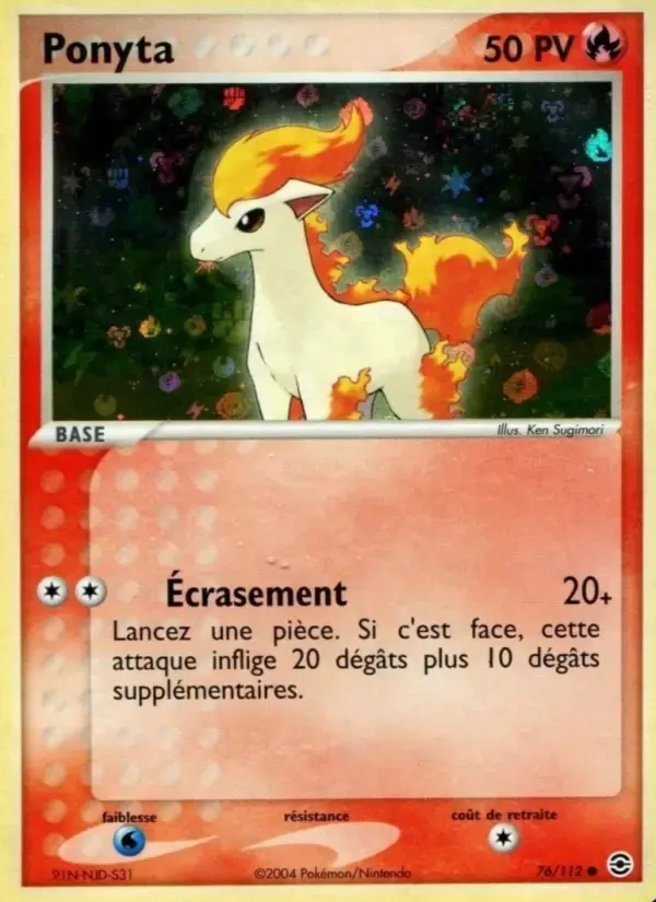 Carte Pokémon Ponyta #76 — Rouge Feu & Vert Feuille