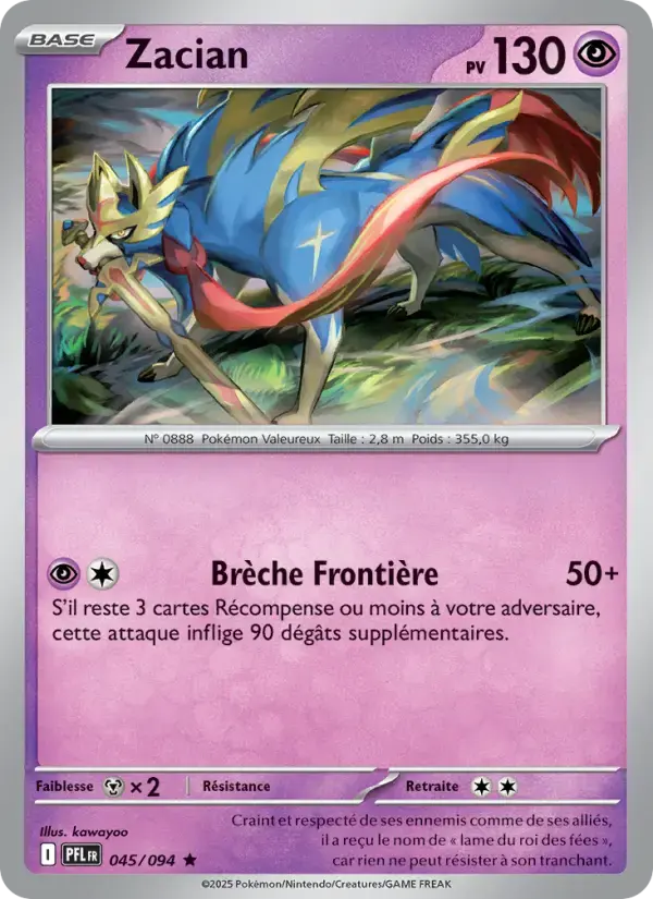 Carte Pokémon Zacian #045 — Flammes Fantasmagoriques