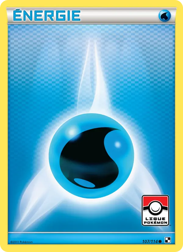 Carte Pokémon Énergie Eau #107 — Noir et Blanc