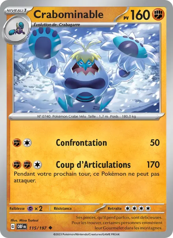 Carte Pokémon Crabominable #115 — Flammes Obsidiennes
