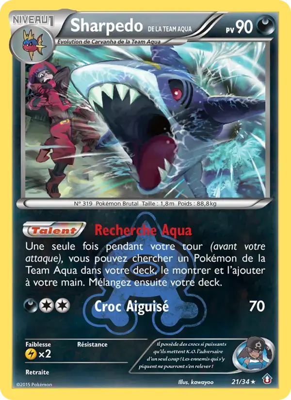Carte Pokémon Sharpedo de la Team Aqua #21 — Double Danger
