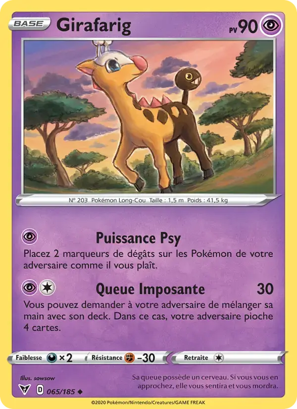 Carte Pokémon Girafarig #65 — Voltage Éclatant