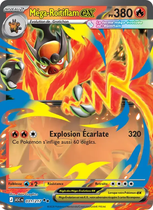 Carte Pokémon Méga-Roitiflam-ex #031 — Héros Transcendants