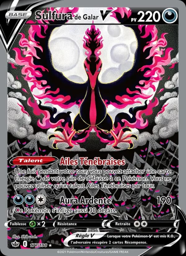 Carte Pokémon Sulfura de Galar V #177 — Règne de Glace