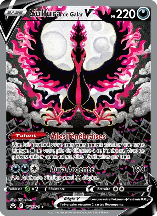 Carte Pokémon Sulfura de Galar V #177 — Règne de Glace