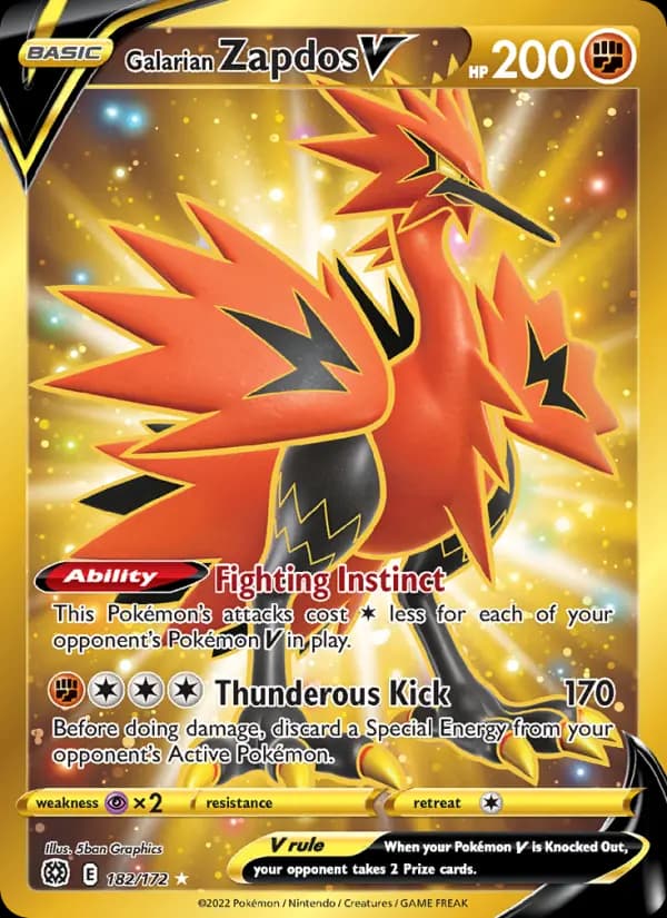 Galarian Zapdos V #182 — Brilliant Stars