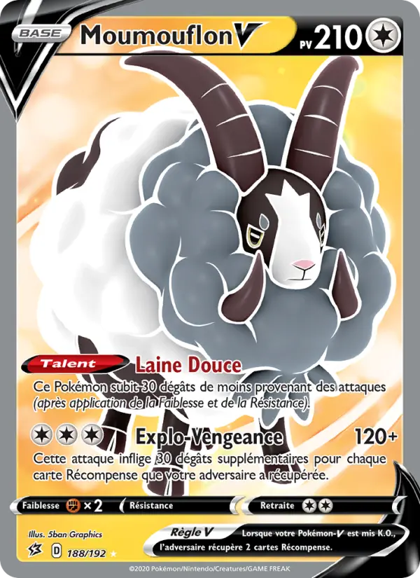 Carte Pokémon Moumouflon V #188 — Clash des Rebelles