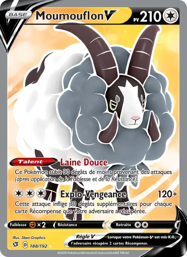 Carte Pokémon Moumouflon V #188 — Clash des Rebelles