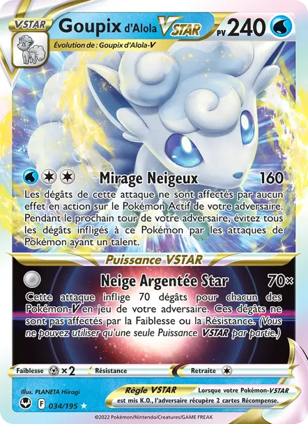 Carte Pokémon Goupix d'Alola VSTAR #034 — Tempête Argentée