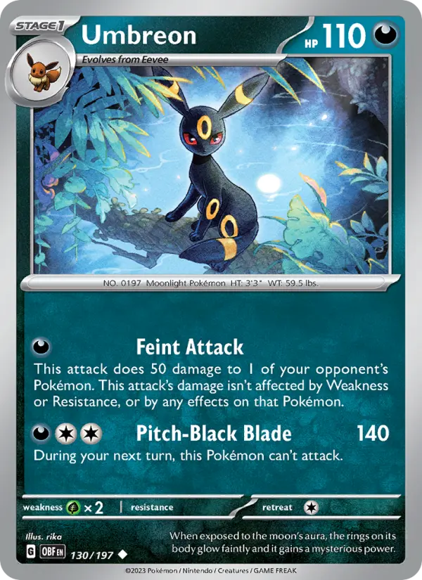 Carte Pokémon Noctali #130 — Flammes Obsidiennes
