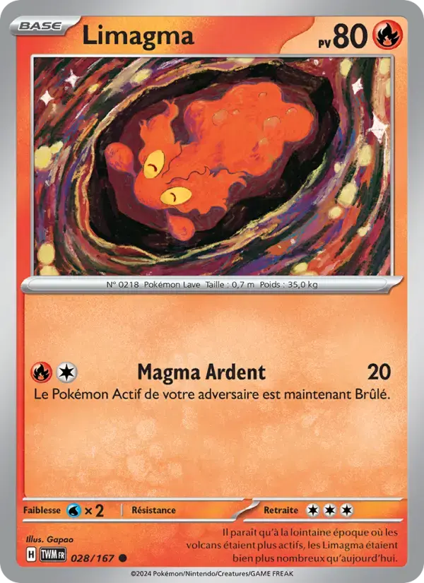 Carte Pokémon Limagma #028 — Mascarade Crépusculaire