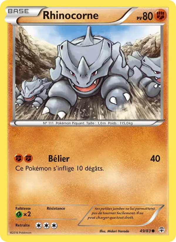 Carte Pokémon Rhinocorne #49 — Générations