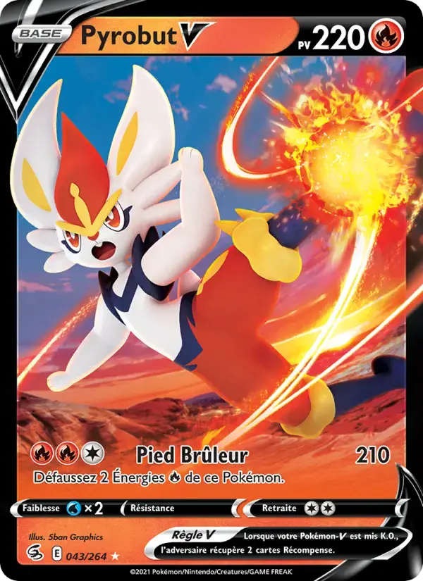 Carte Pokémon Pyrobut V #43 — Poing de Fusion