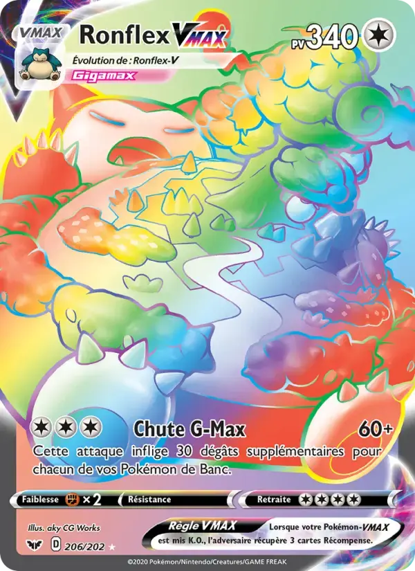 Carte Pokémon Ronflex VMAX #206 — Épée et Bouclier