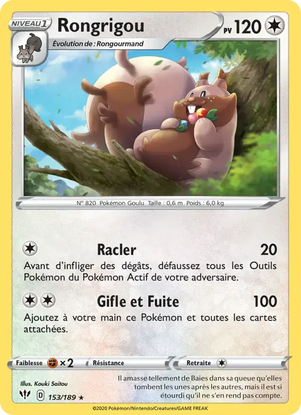 Carte Pokémon Rongrigou #153 — Ténèbres Embrasées