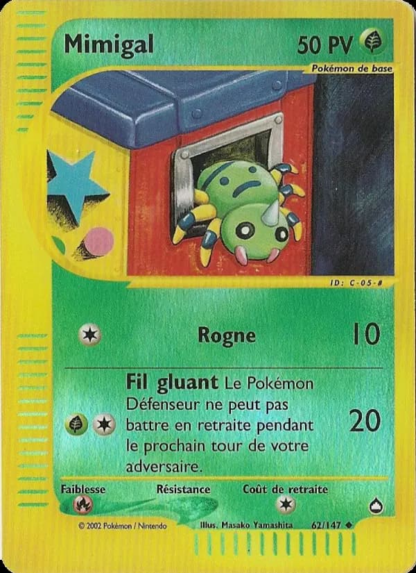 Carte Pokémon Mimigal #62 — Aquapolis
